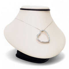 14kt white gold ladies 0.70ct diamond open heart pendant with 18" chain DP-633, CW18-97