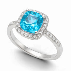 14kt white gold ladies blue topaz and diamond ring SPR-1023