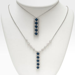 14kt white gold ladies 16" diamond and sapphire necklace - worn two ways PM406BS-D07BS10-W