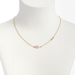 14kt yellow gold ladies 16" evil eye+cross necklace GC-1555