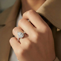 14kt white gold ladies pear-shaped diamond engagement ring DER-1384