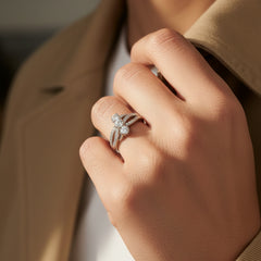 14kt white gold ladies fancy diamond ring RF-308B3-065