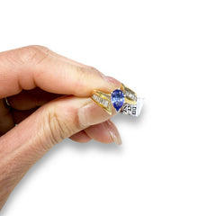 14kt yellow gold ladies tanzanite and diamond ring SPR-305