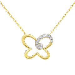 14kt yellow gold ladies diamond butterfly necklace DP-218