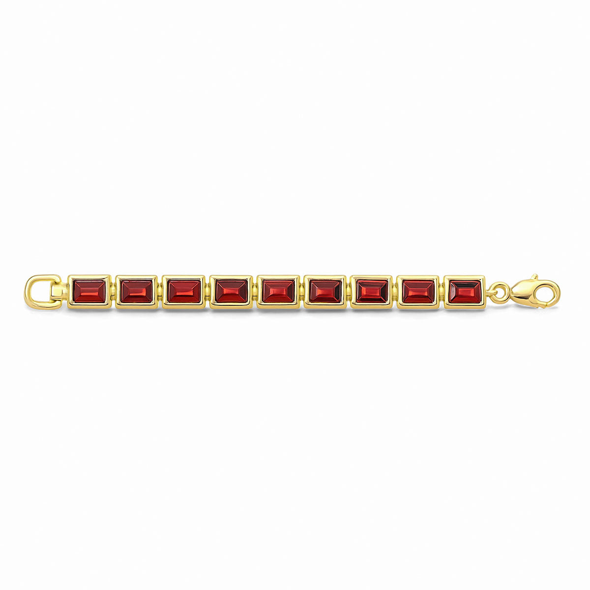 14kt yellow gold ladies 7" garnet bracelet SPB-119