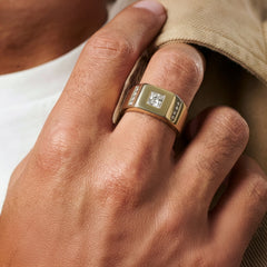 14kt yellow gold men's diamond ring MNR-1326