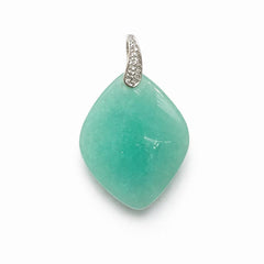14kt white gold ladies green jade pendant CP-2633