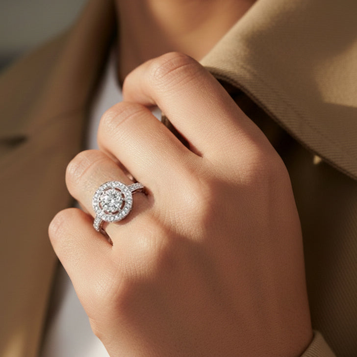 14kt white gold ladies diamond engagement ring - diamond DER-1444