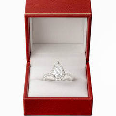 14kt white gold ladies pear-shaped diamond engagement ring DER-1384