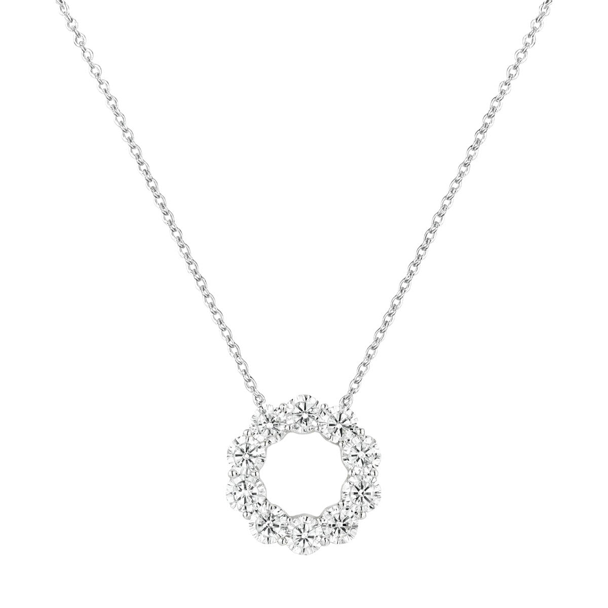 14kt white gold ladies diamond pendant with 18" chain - 10 diamonds, Y7IRP11F-150