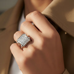 14kt white gold ladies diamond reversible ring - worn two ways CIR036D