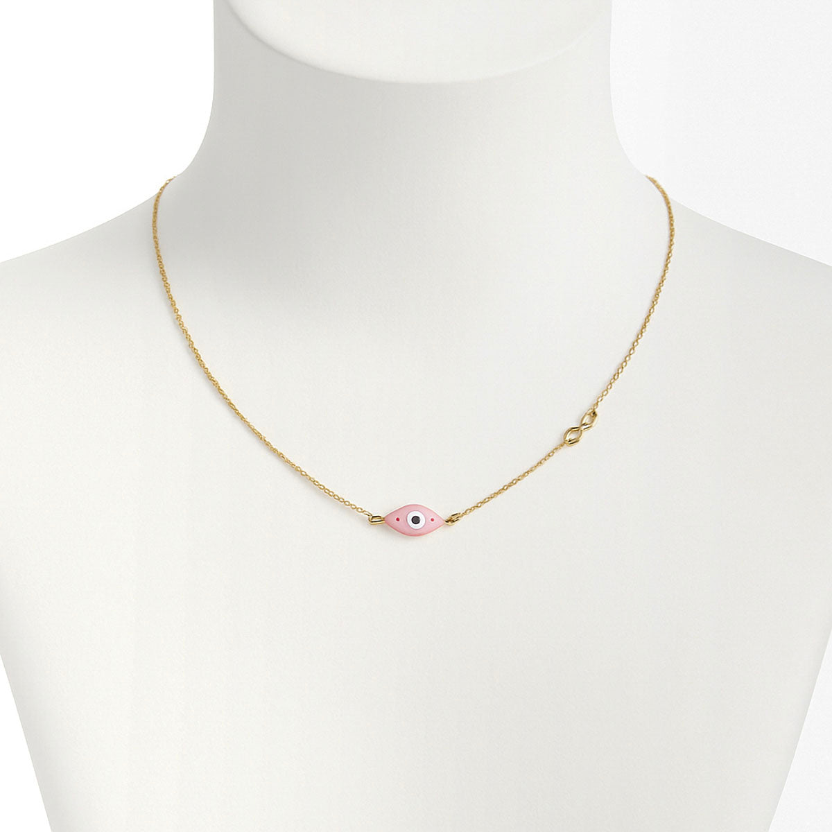 14kt yellow gold ladies 16" evil eye+cross necklace GC-1555