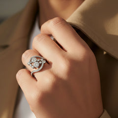 14kt white gold ladies fancy diamond ring DIR-1765