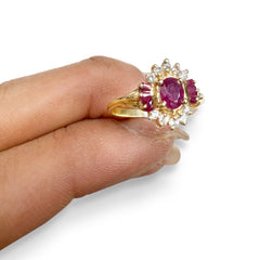 14kt yellow gold ladies ruby and diamond ring - 10 diamonds RBR-116