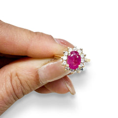 14kt yellow gold ladies ruby and diamond ring - ruby SPR-1080