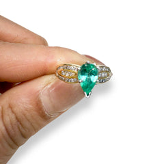14kt yellow gold ladies emerald and diamond ring SPR-876