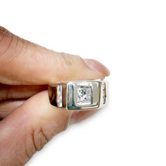 14kt yellow gold men's diamond ring MNR-1326