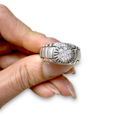 14kt white gold men's diamond ring - rolex design MNR-1210